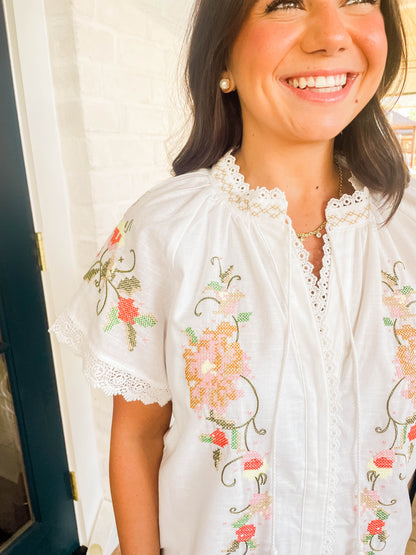 EMBROIDERED TASSEL ROMPER
