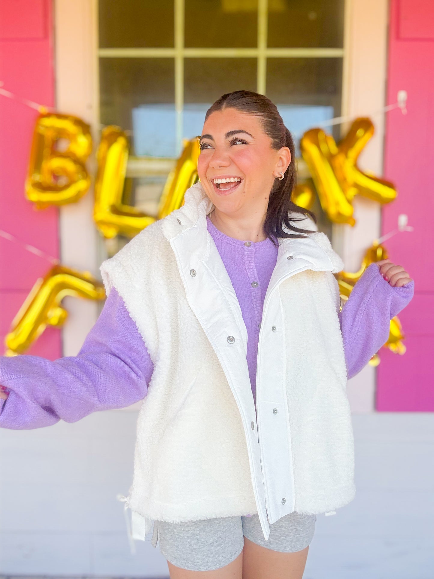 DOORBUSTER OVERSIZED SHERPA VEST WITH SIDE TIES