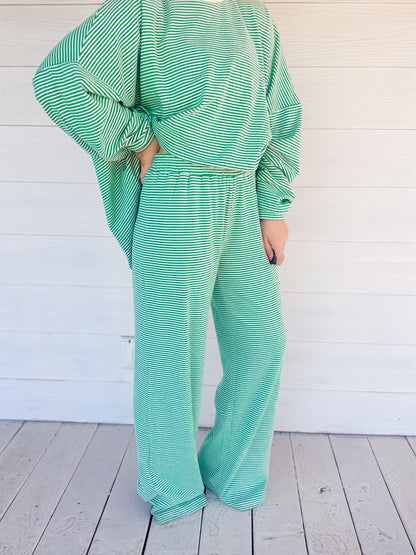 STRIPED FLEECE SLOUCHY DANI BOTTOMS