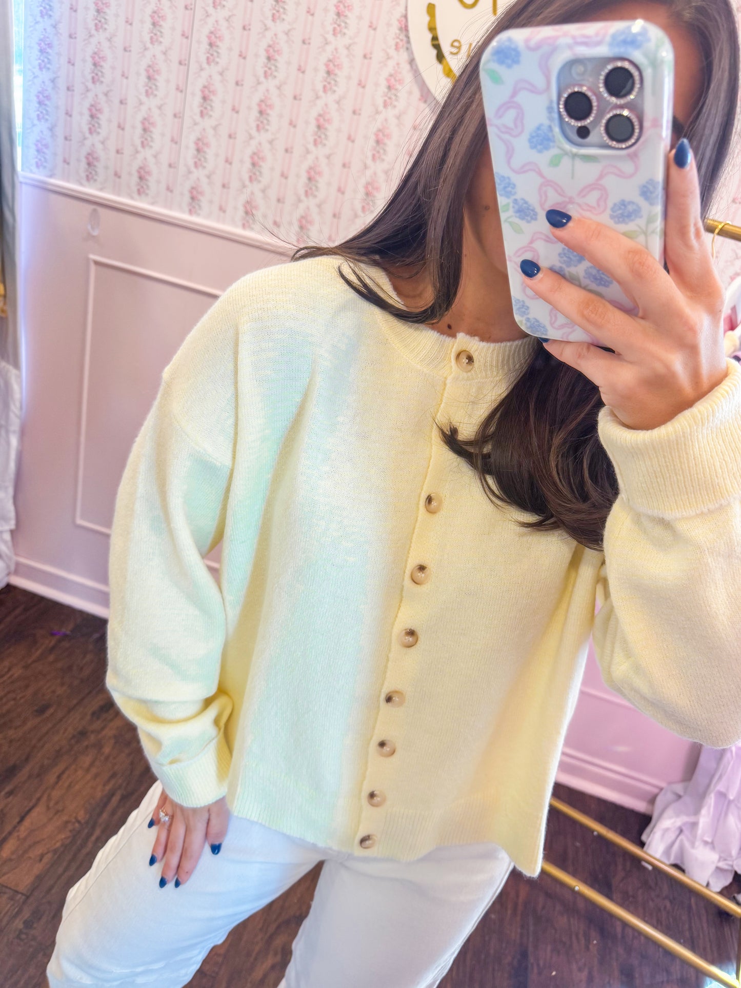 DAISY STRIPED BUTTON UP CARDIGAN