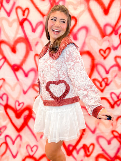 VINTAGE JACQUARD HEART POCKET JACKET
