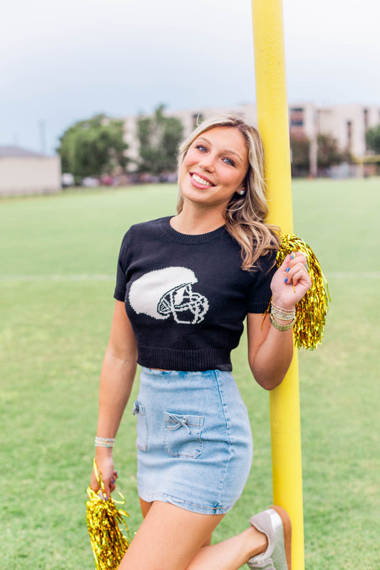 SHORT SLEEVE HELMET SWEATER TOP