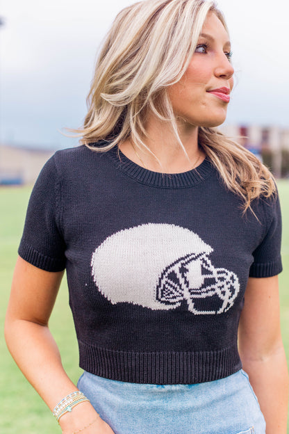 SHORT SLEEVE HELMET SWEATER TOP