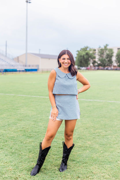 SLEEVELESS COLLAR TOP & SKORT SET