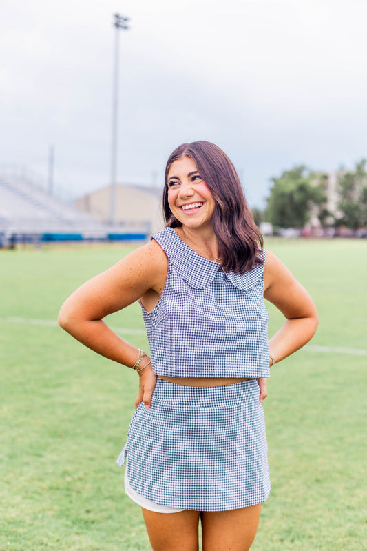 SLEEVELESS COLLAR TOP & SKORT SET