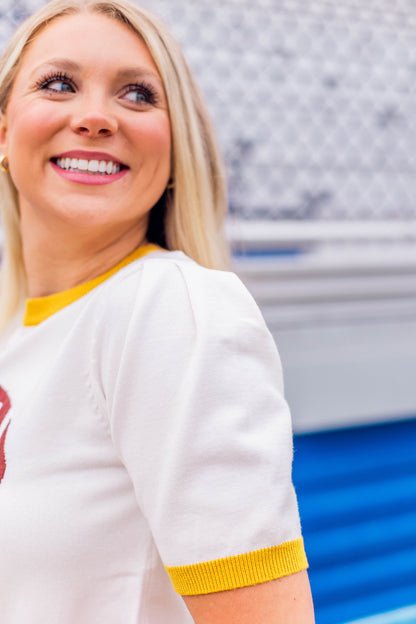 GAME DAY SHORT SLEEVE SWEATER TOP