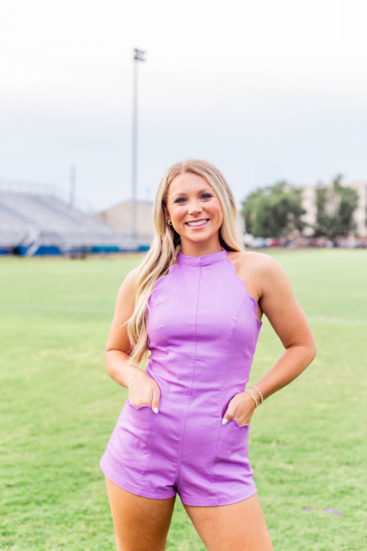 SCALLOP HALTER ROMPER