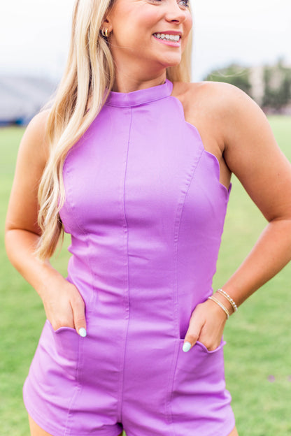 SCALLOP HALTER ROMPER