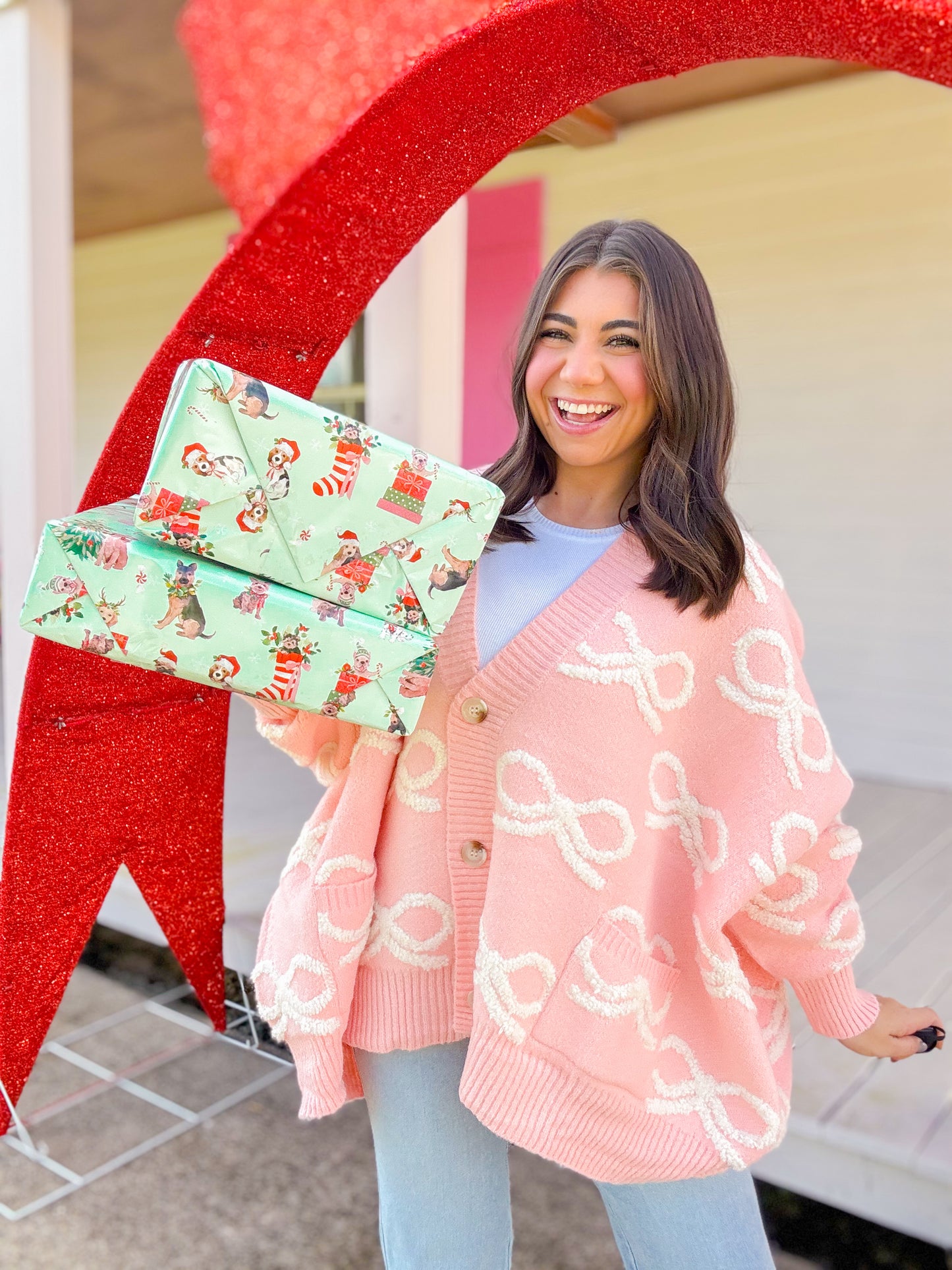 OVERSIZED BOW CARDIGAN