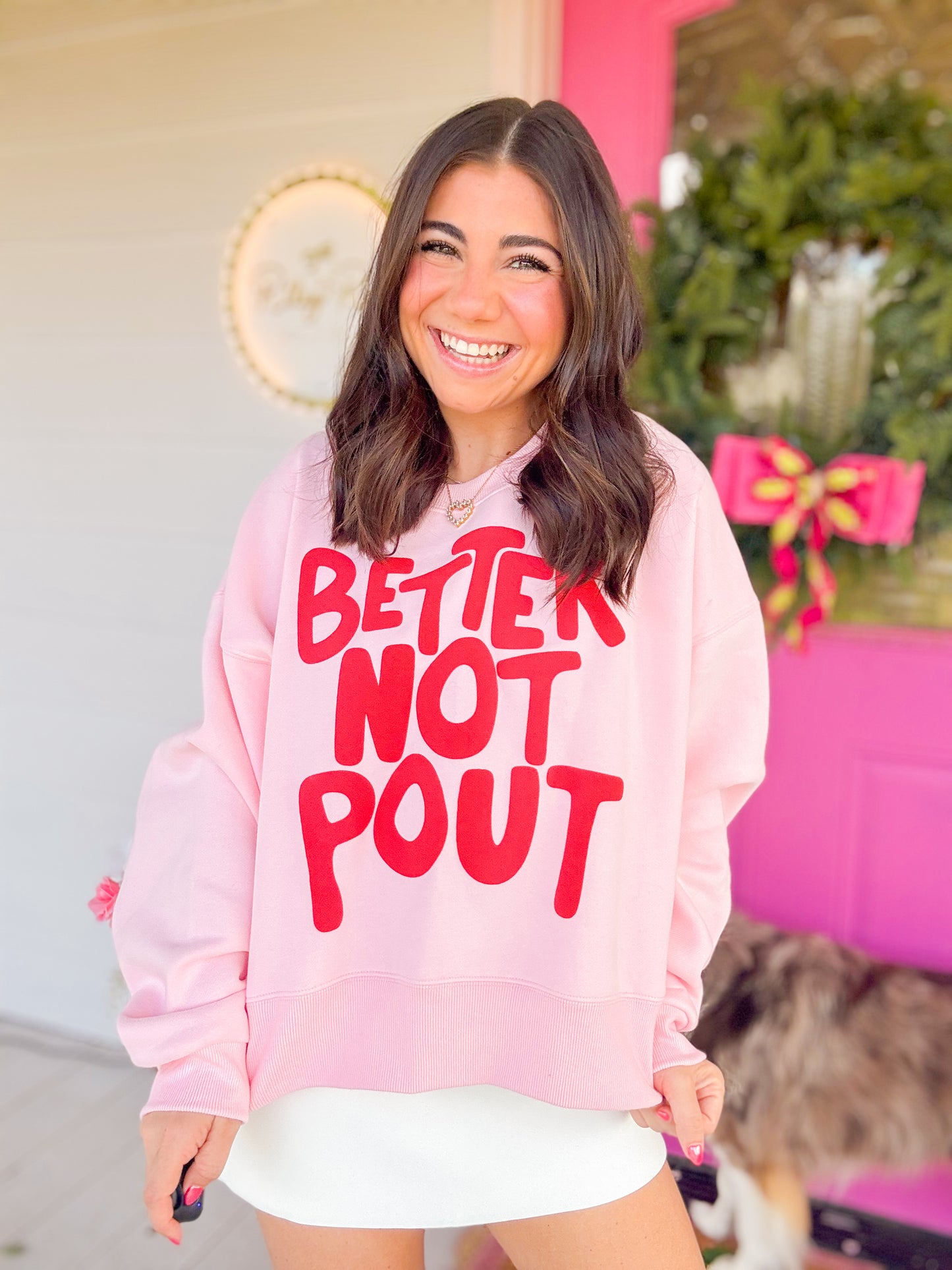 BETTER NOT POUT PUFF CROP SWEATSHIRT