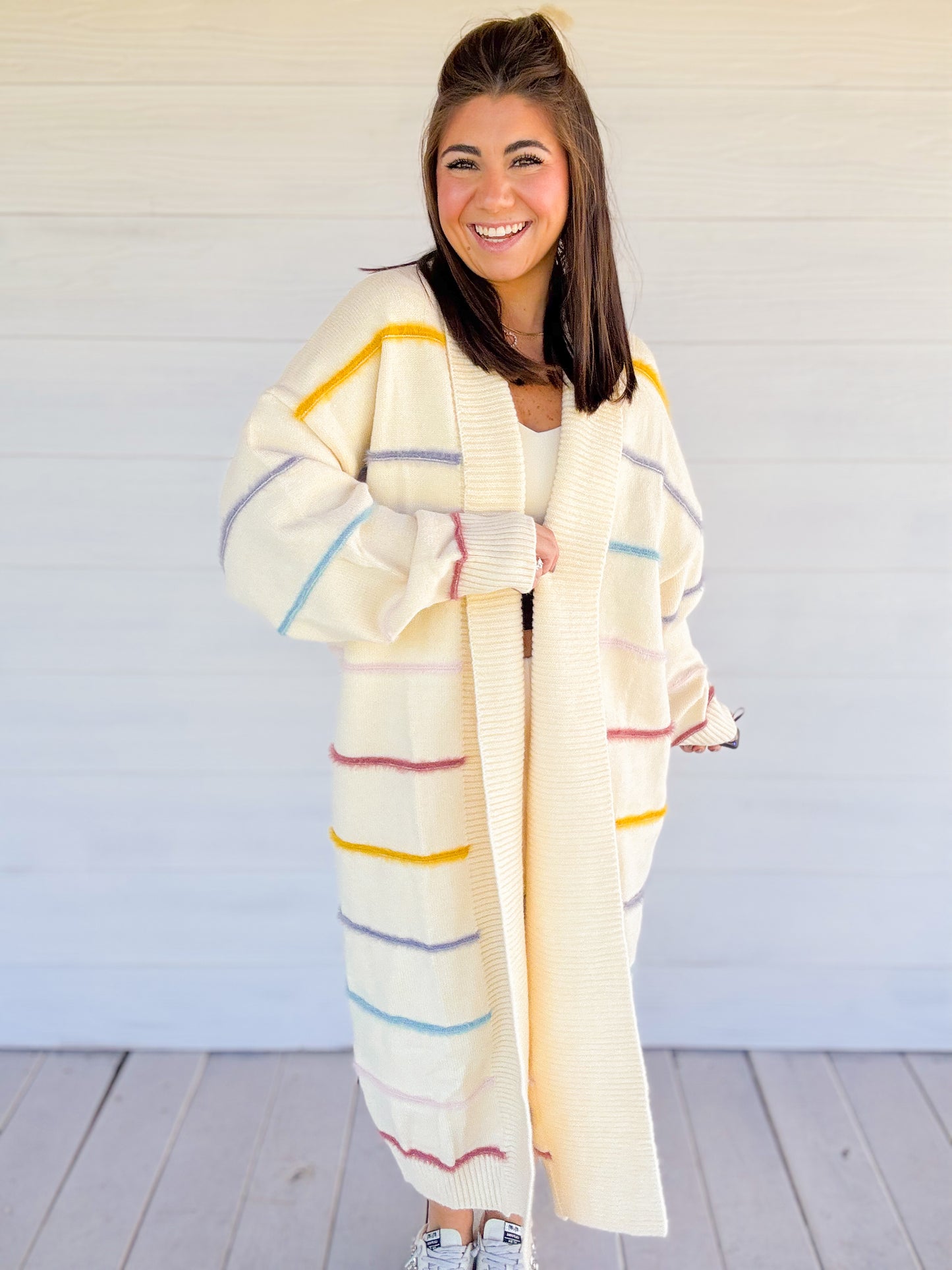 MULTICOLOR STRIPED LONG CARDIGAN