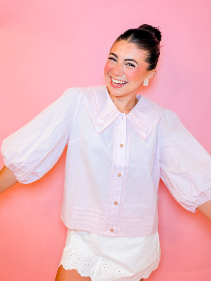 TRIPLE COLLARED SCALLOP BLOUSE