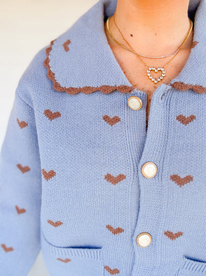 DOLL COLLAR HEART CARDIGAN