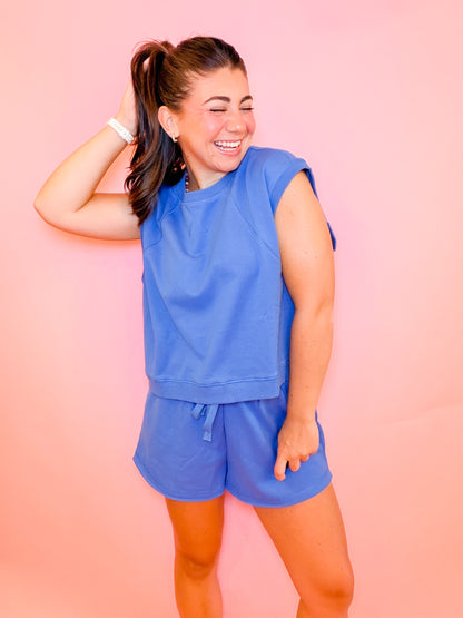 MUSCLE TANK + SHORTS SET - LAKE BLUE