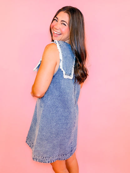NICA DENIM DRESS WITH COLLAR