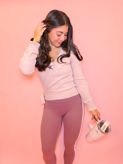 WRAP KNIT CARDIGAN - LIGHT PINK