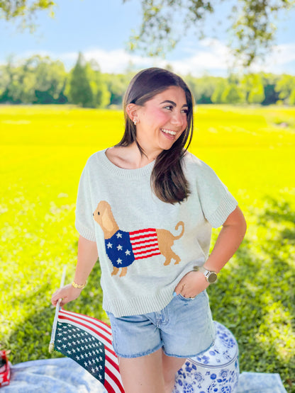 PATRIOTIC PUPPY CREWNECK SHORT SLV
