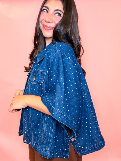 POLKA DOT PRINT CAPE JACKET
