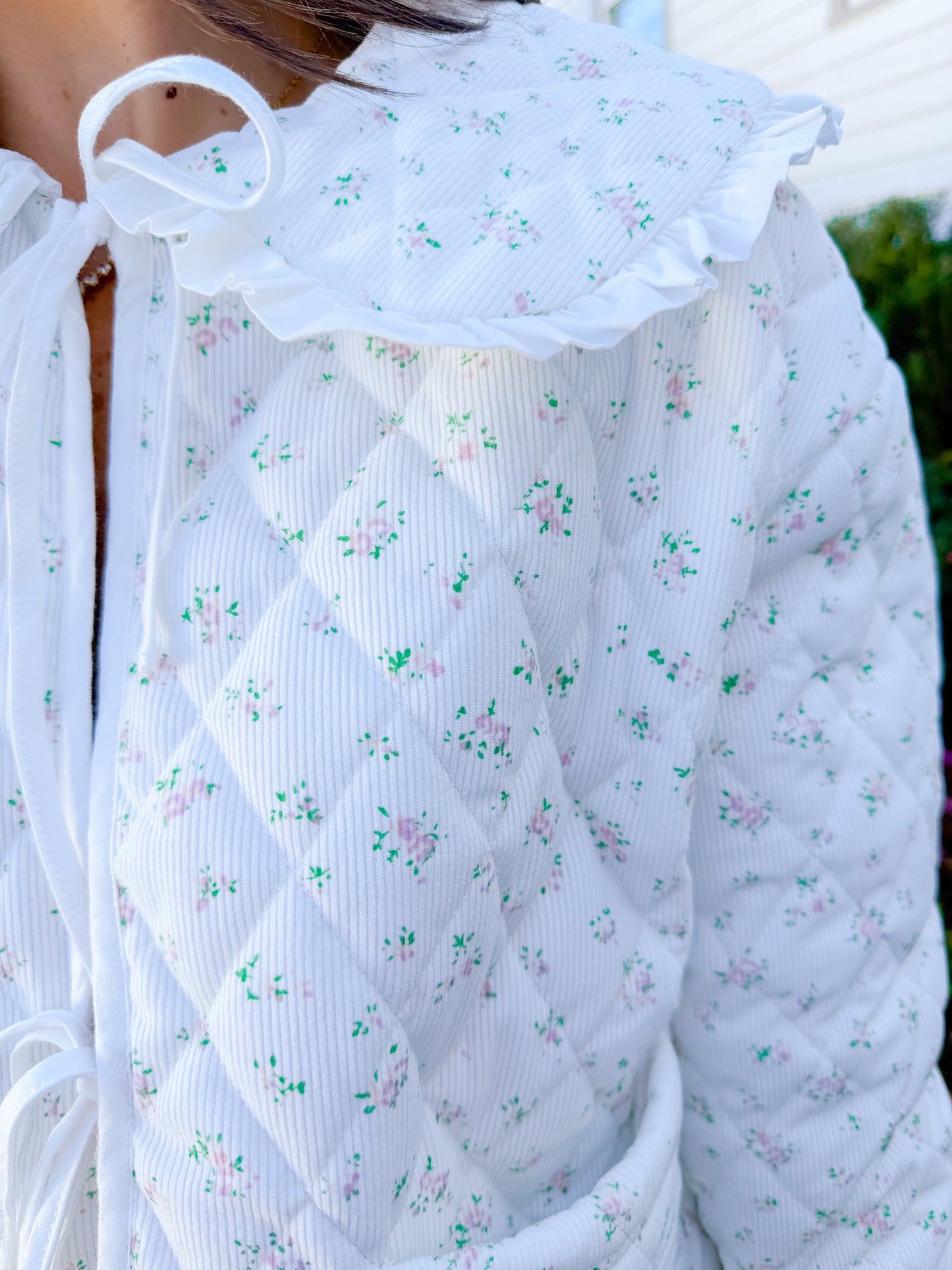 FLORAL CORDUROY QUILTED JACKET
