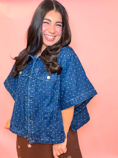 POLKA DOT PRINT CAPE JACKET
