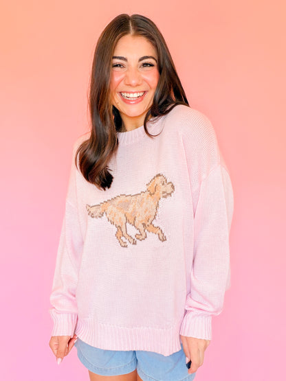 LONG SLEEVE CREW NECK RETRIEVER DOG SWEATER