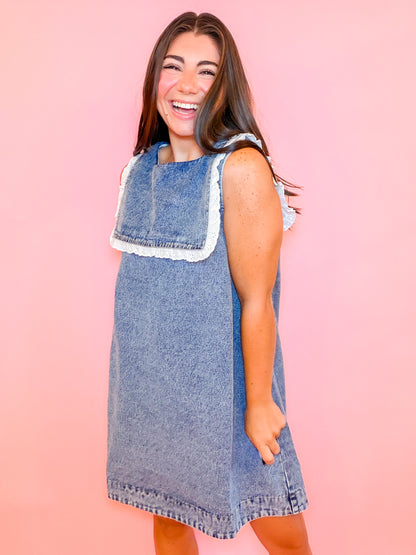 NICA DENIM DRESS WITH COLLAR