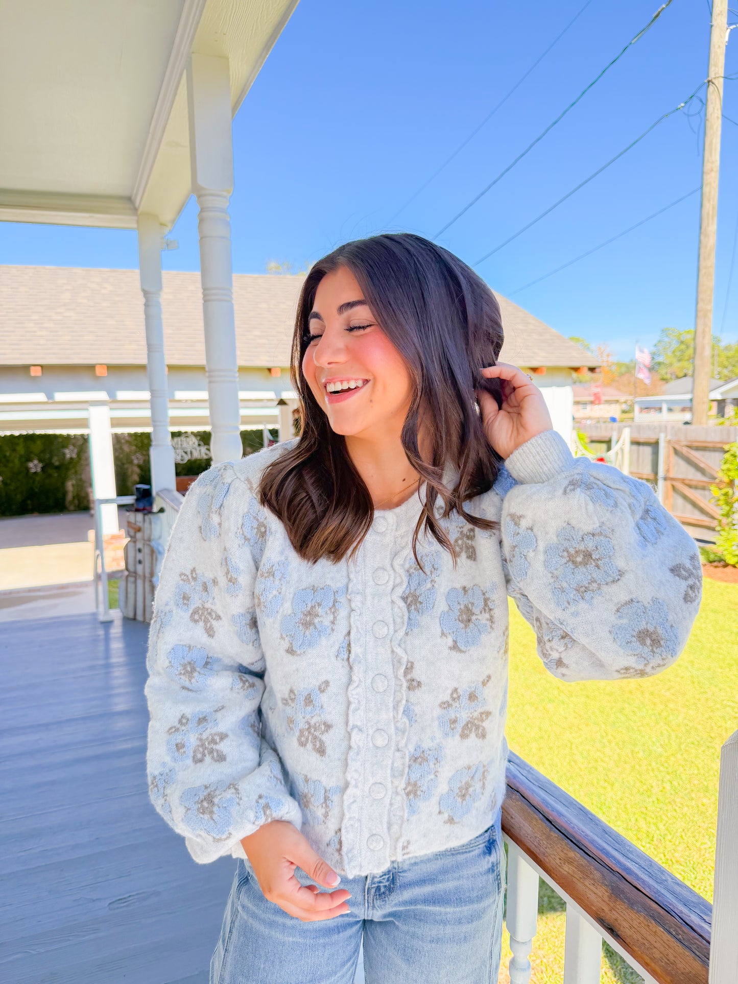 FLORAL JACQUARD KNIT CARDIGAN JACKET