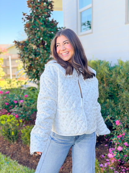 FLORAL CORDUROY QUILTED JACKET