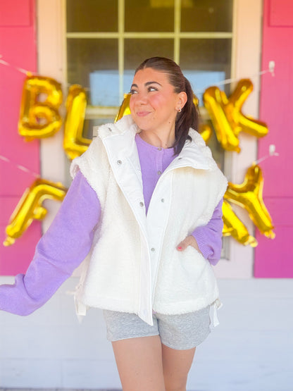 DOORBUSTER OVERSIZED SHERPA VEST WITH SIDE TIES