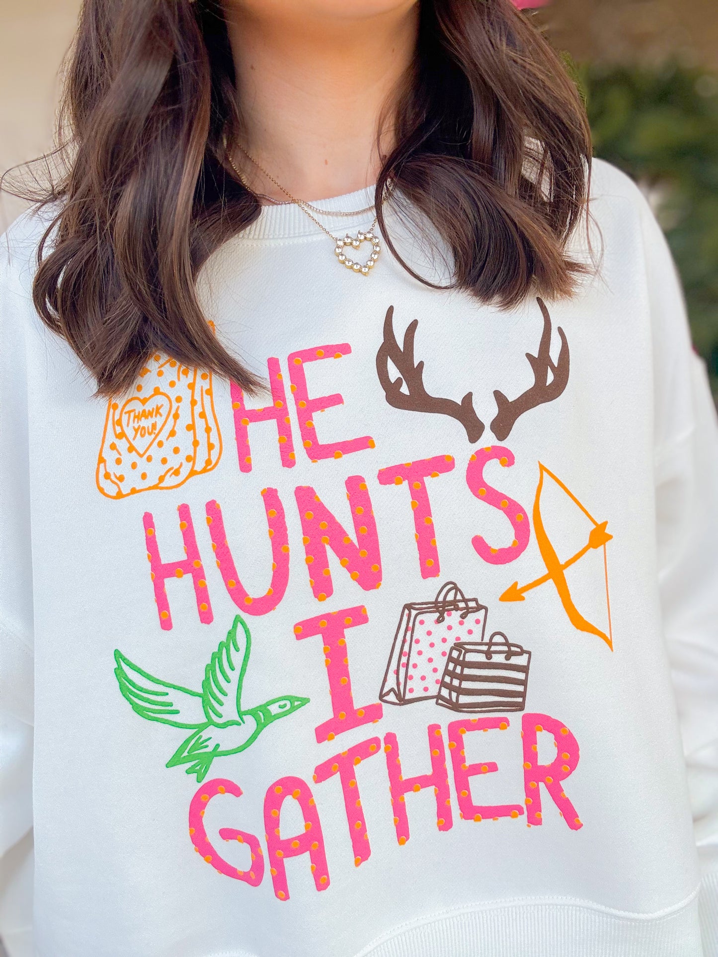 HE HUNTS I GATHER CROP SWEATSHIRT