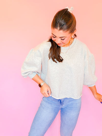 RAW EDGE 3/4 SLEEVE SWEATSHIRT
