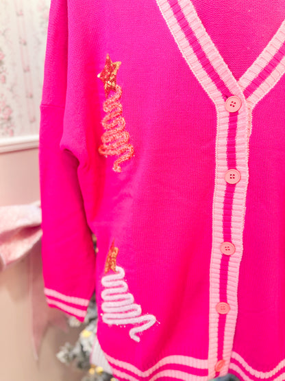 TINSEL TREES RELAXED CARDIGAN