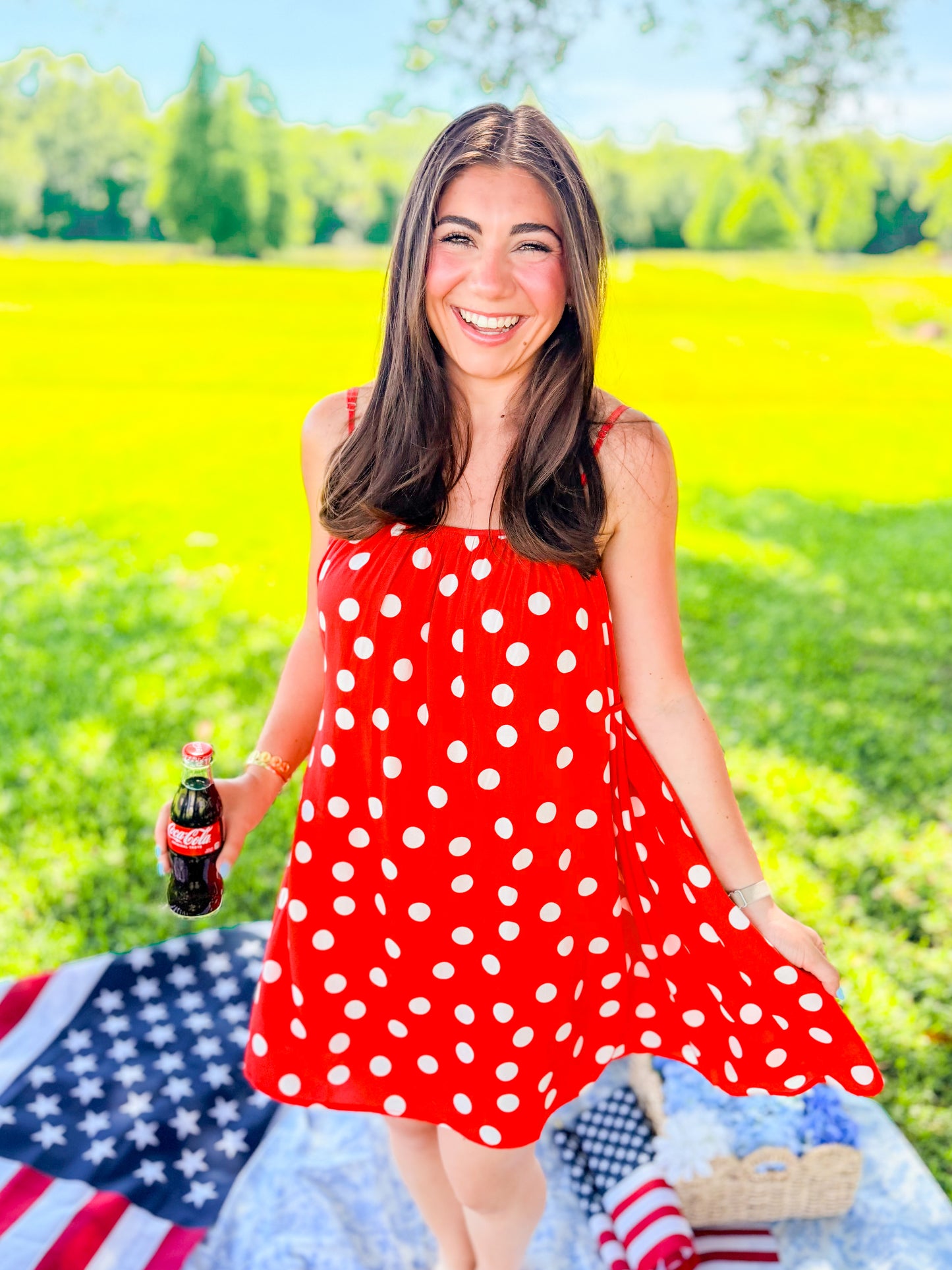 DOT CAMI MINI DRESS - RED