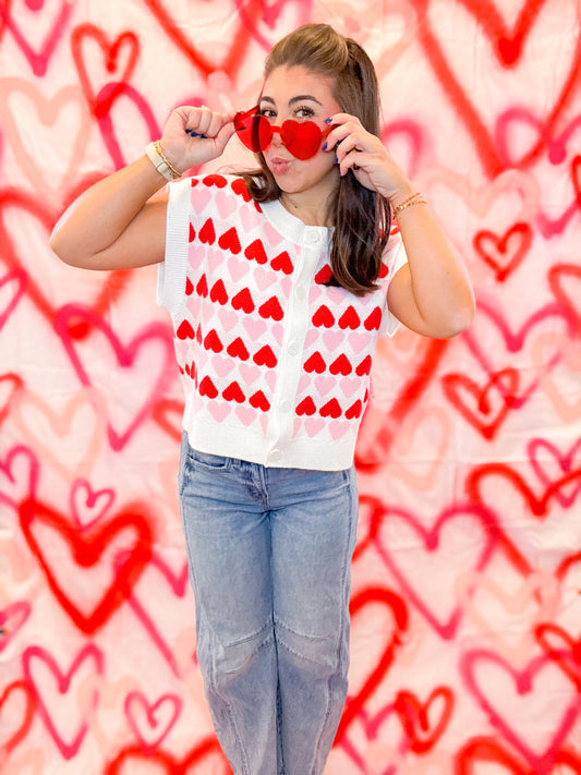 HEART BUTTON DOWN SWEATER VEST