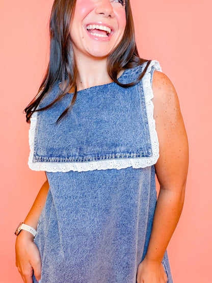 NICA DENIM DRESS WITH COLLAR
