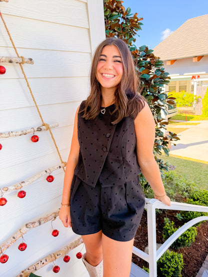 POLKA DOT VEST TOP & SHORTS SET