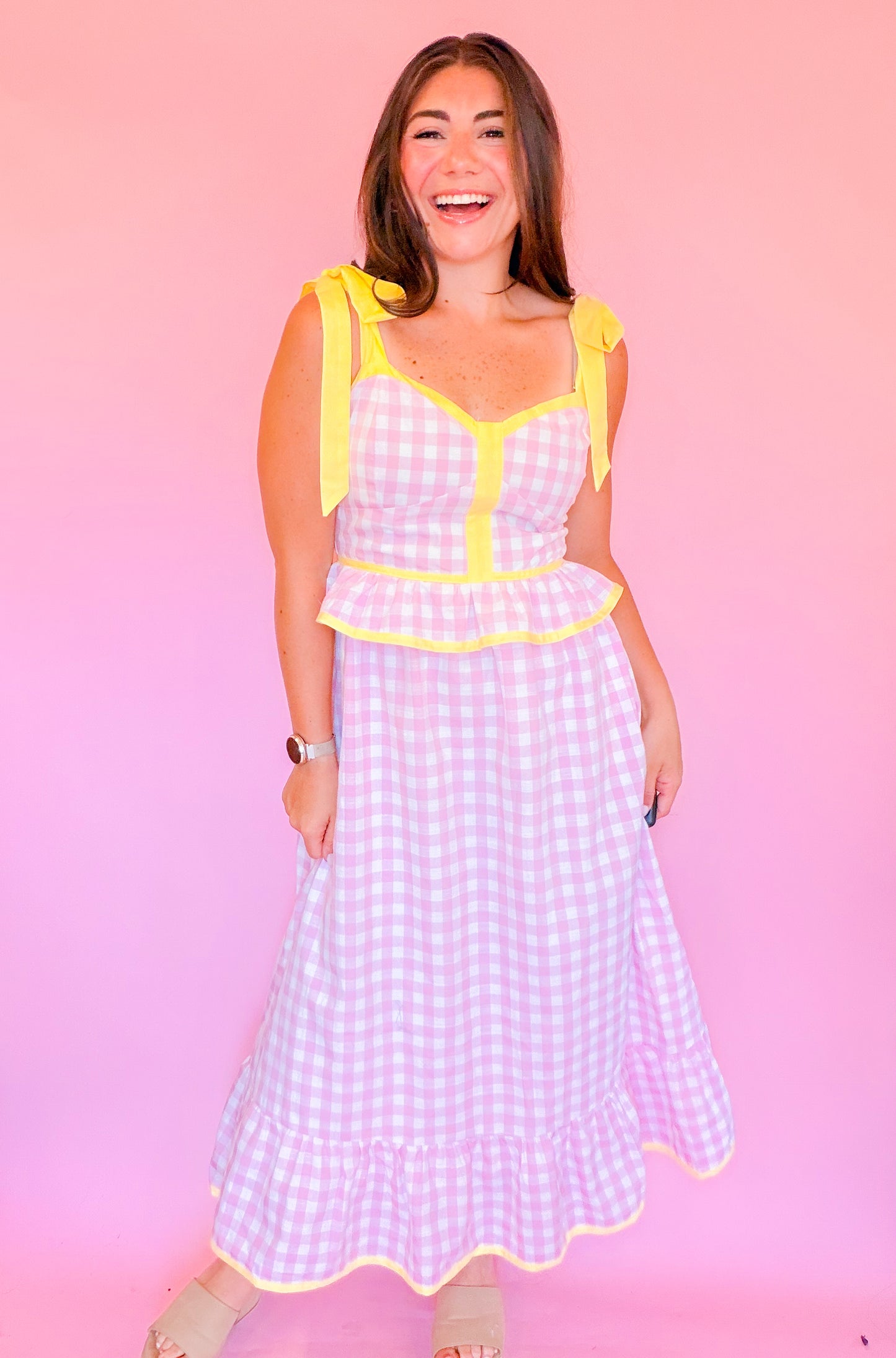 SWEETHEART GINGHAM MIDI DRESS
