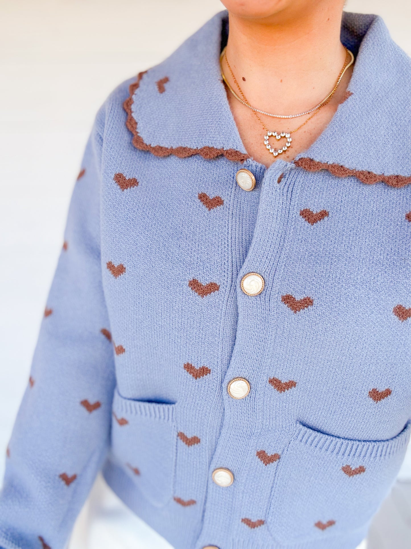 DOLL COLLAR HEART CARDIGAN