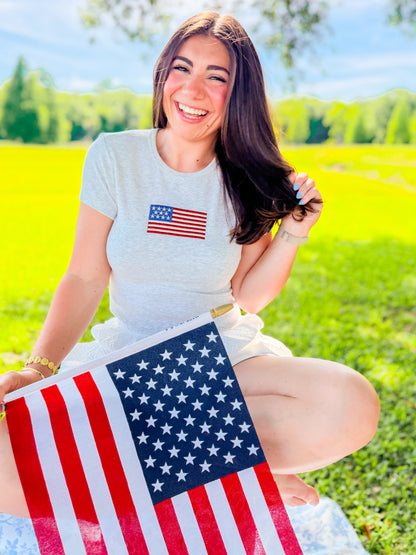 EMBROIDERED FLAG BABY TEE