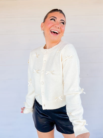 MINI BOW KNIT CARDIGAN