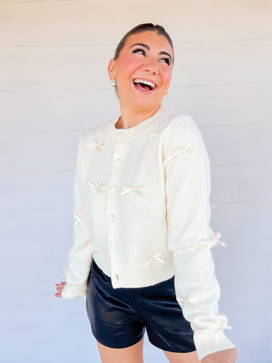 MINI BOW KNIT CARDIGAN