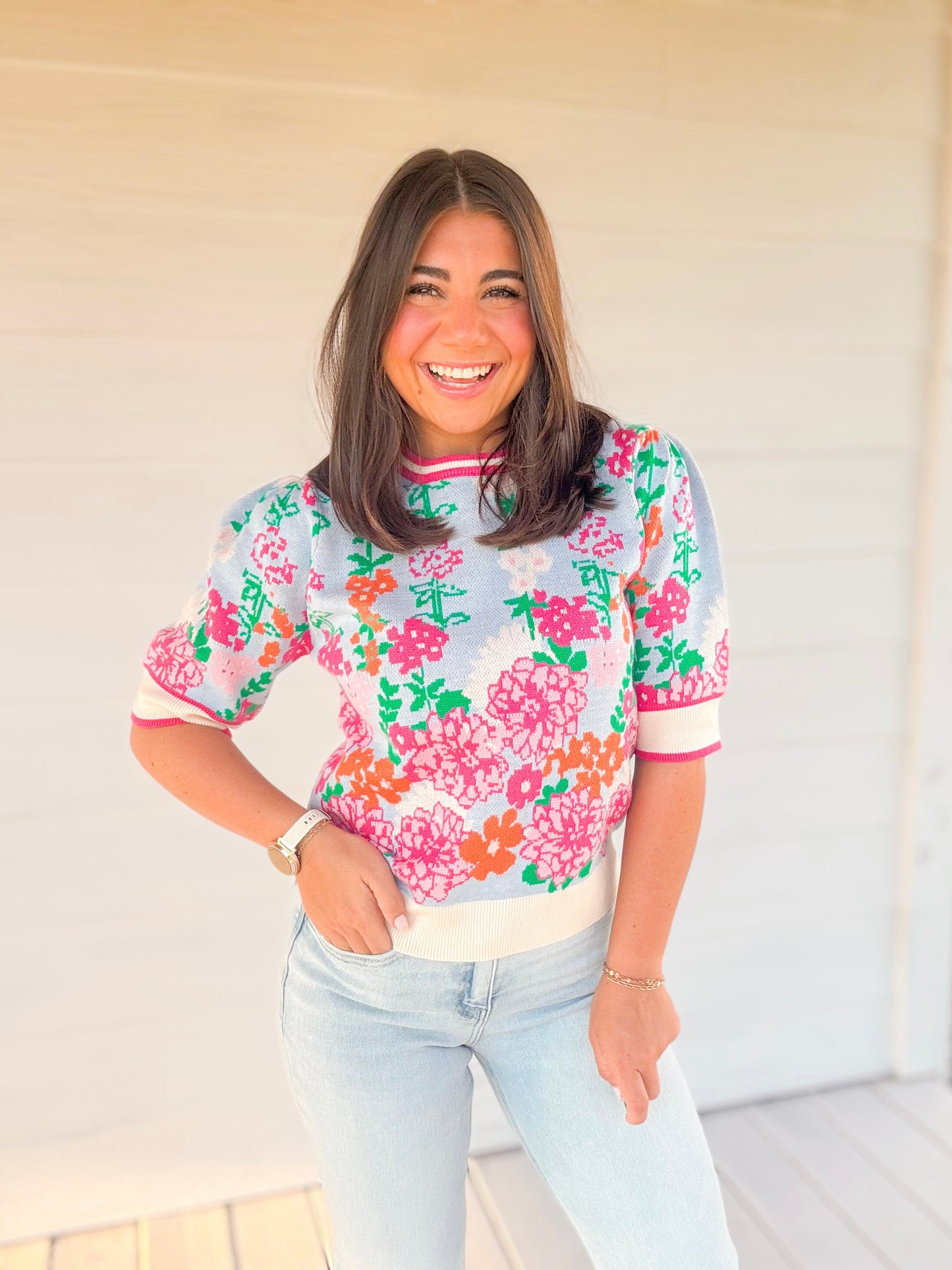 COLOR ME FLORAL KNIT TOP