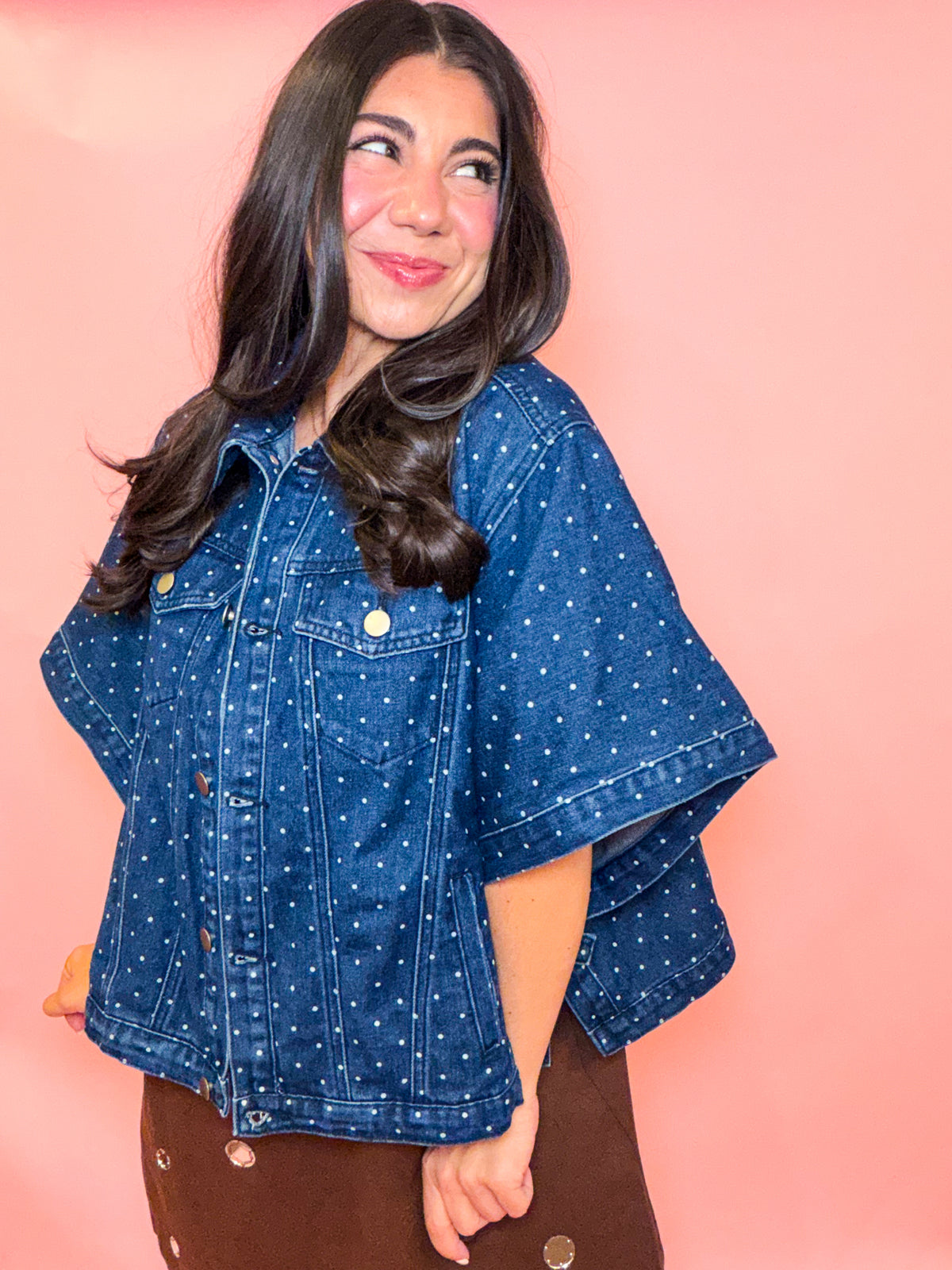 POLKA DOT PRINT CAPE JACKET