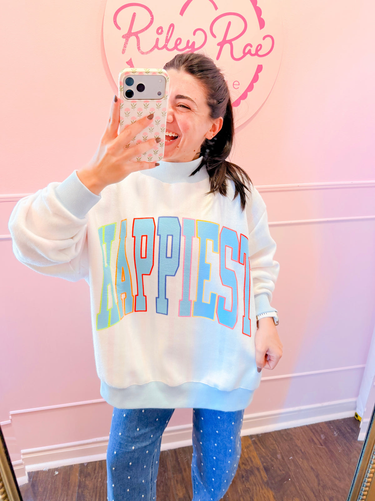HAPPIEST 2-SIDED MOCK SWEATSHIRT