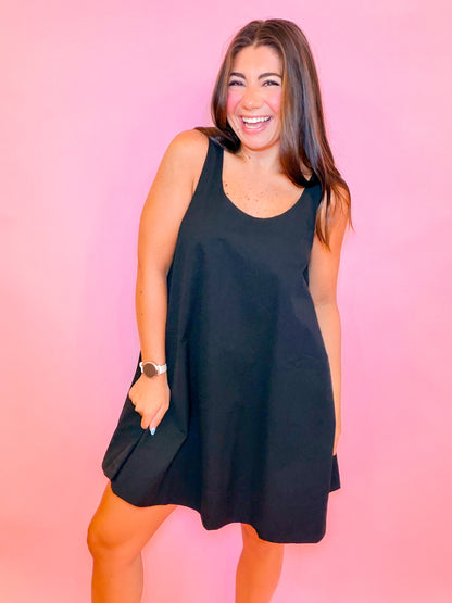 SLEEVELESS SWING DRESS - BLACK