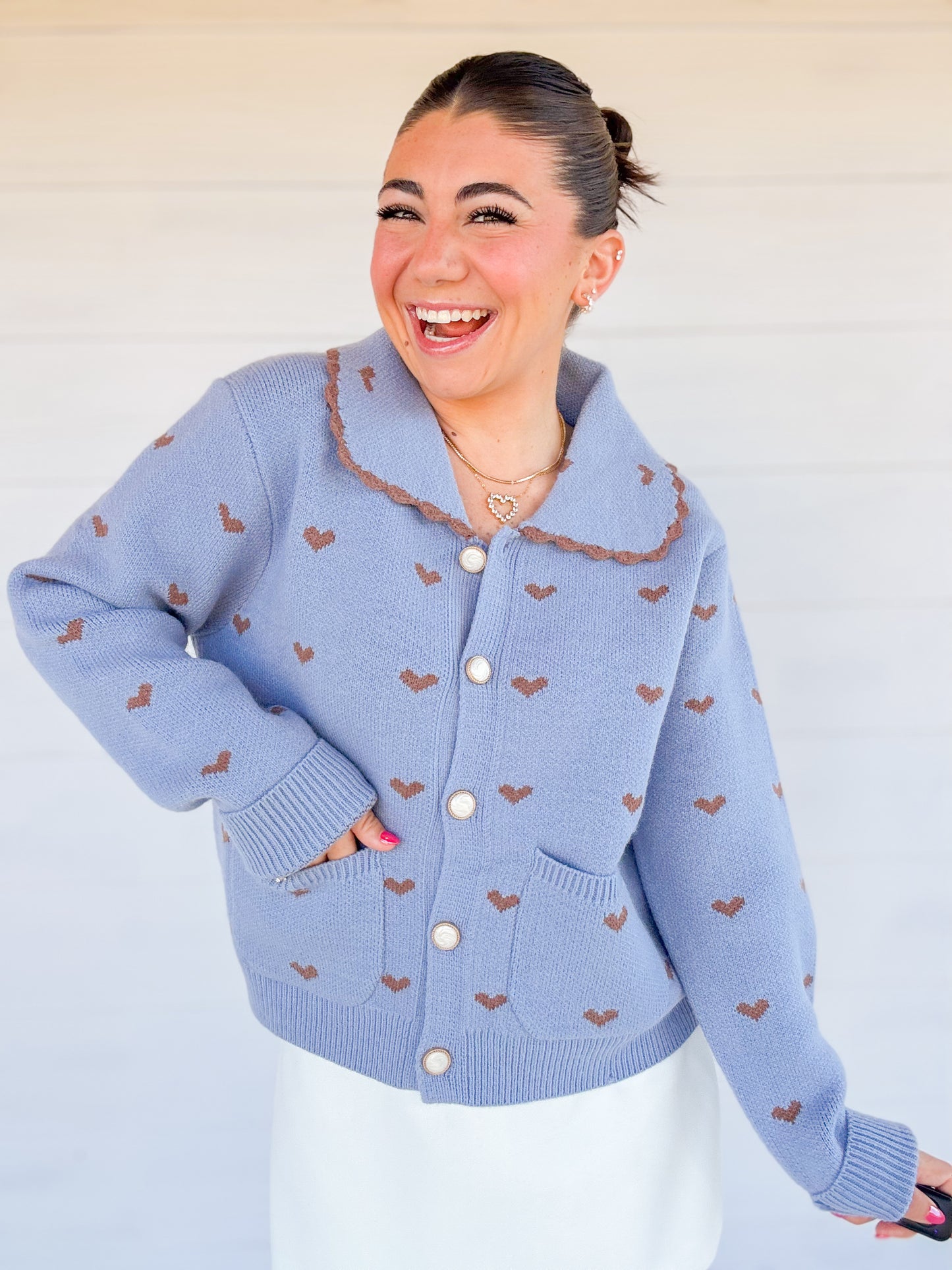 DOLL COLLAR HEART CARDIGAN