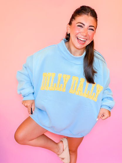 DILLY DALLY/LOLLY GAG GINGHAM REVERSIBLE MOCK NECK SWEATSHIRT
