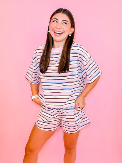 STRIPED BOXY TEE + SHORTS SET - NEOPOLITAN