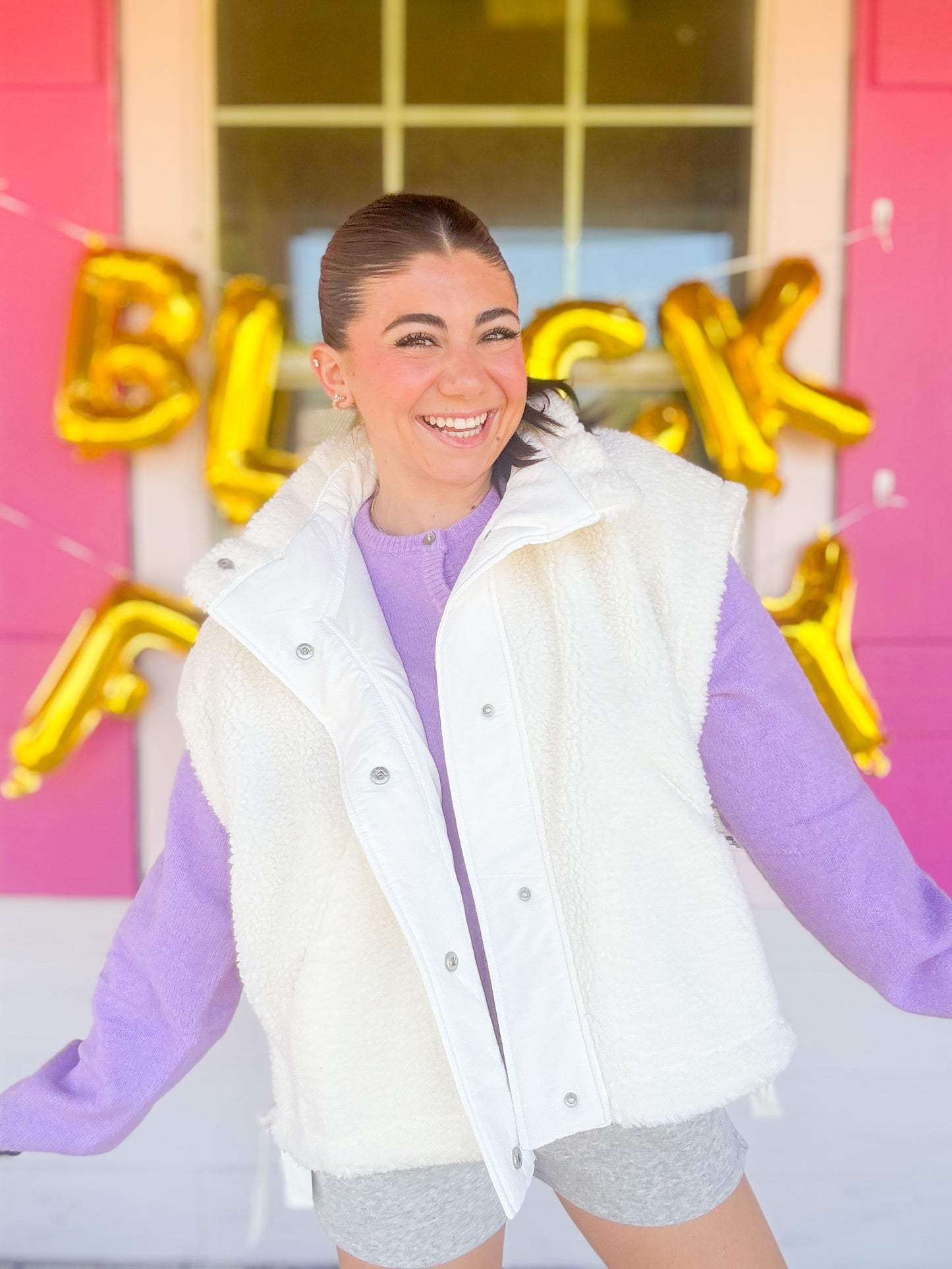 DOORBUSTER OVERSIZED SHERPA VEST WITH SIDE TIES