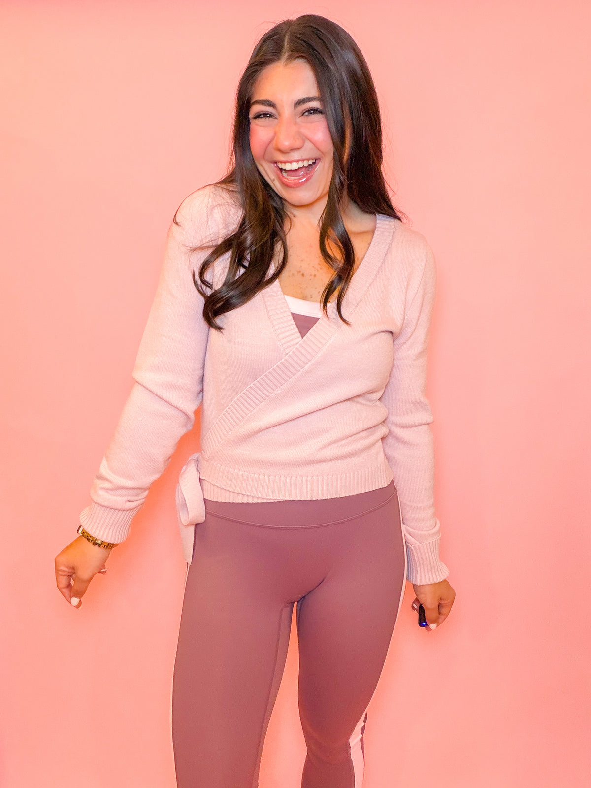 WRAP KNIT CARDIGAN - LIGHT PINK